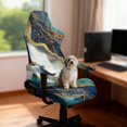 thumbnail image 2 of SCRAWLGOD Marble Print White Golden Blue Print 4 PCS Gaming Chair Cover, Stretch Desk Chair Covers with 4 PCS Armrest Cover Removable Computer Chair Slipcovers Washable Furniture Protector, 2 of 7