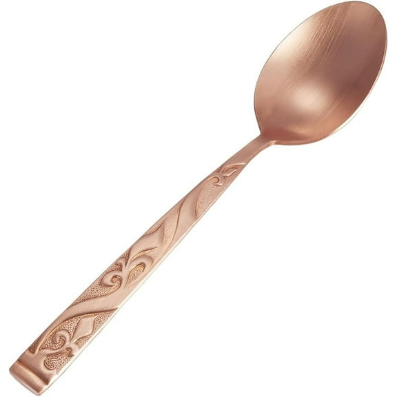 Wollet 99.9% Pure Copper Spoon Wave Design, Soup Spoon, Dinner Spoon, Copper Tableware (Length：7.08 inches, width：1.5inches)