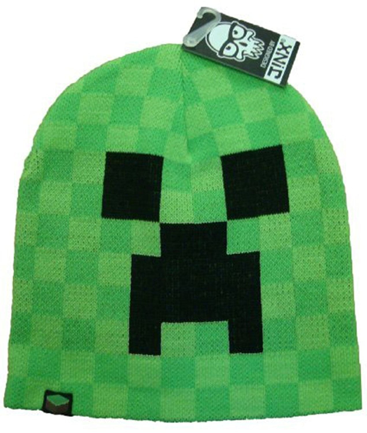 Minecraft Creeper Face Beanie Hat Green Black Unisex One Size