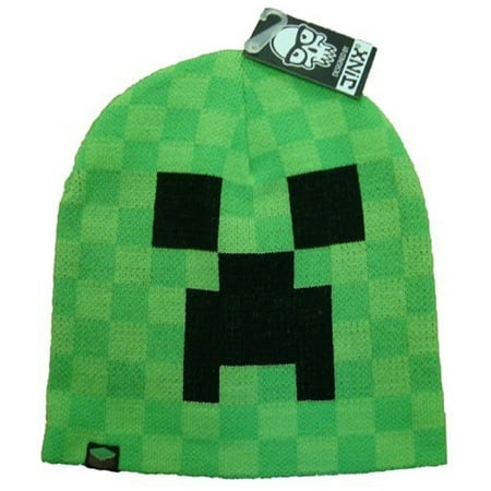 Minecraft Creeper Face Beanie Hat Green Black Unisex One Size