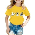 thumbnail image 2 of Weebloom Kids Halloween Shirts Boys Girls Hallowmas Cute Printed T Shirt Short Sleeved Tops For 1-13 Years Old Tees 3-4 Years Yellow, 2 of 3