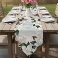 thumbnail image 6 of White Magnolia Table Runner Linen Burlap Table Runner 120 Inches Long Spring Floral Blossom Flowers Plants Light Blue Dresser Scarves for Kitchen Island Coffee Dining Room Party Decor 13"x120", 6 of 8