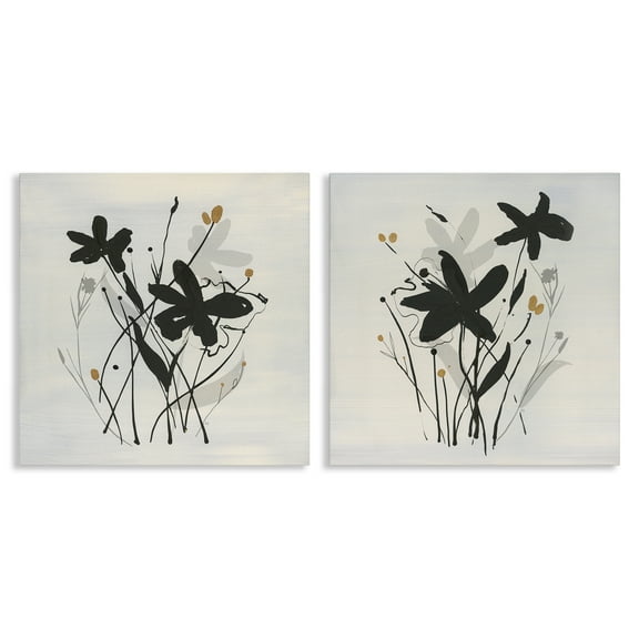 Stupell Industries Contemporary Floral Sprigs Plants & Flowers Painting Wrapped Canvas Art Print Wall Art, 17 x 17, Set of 2