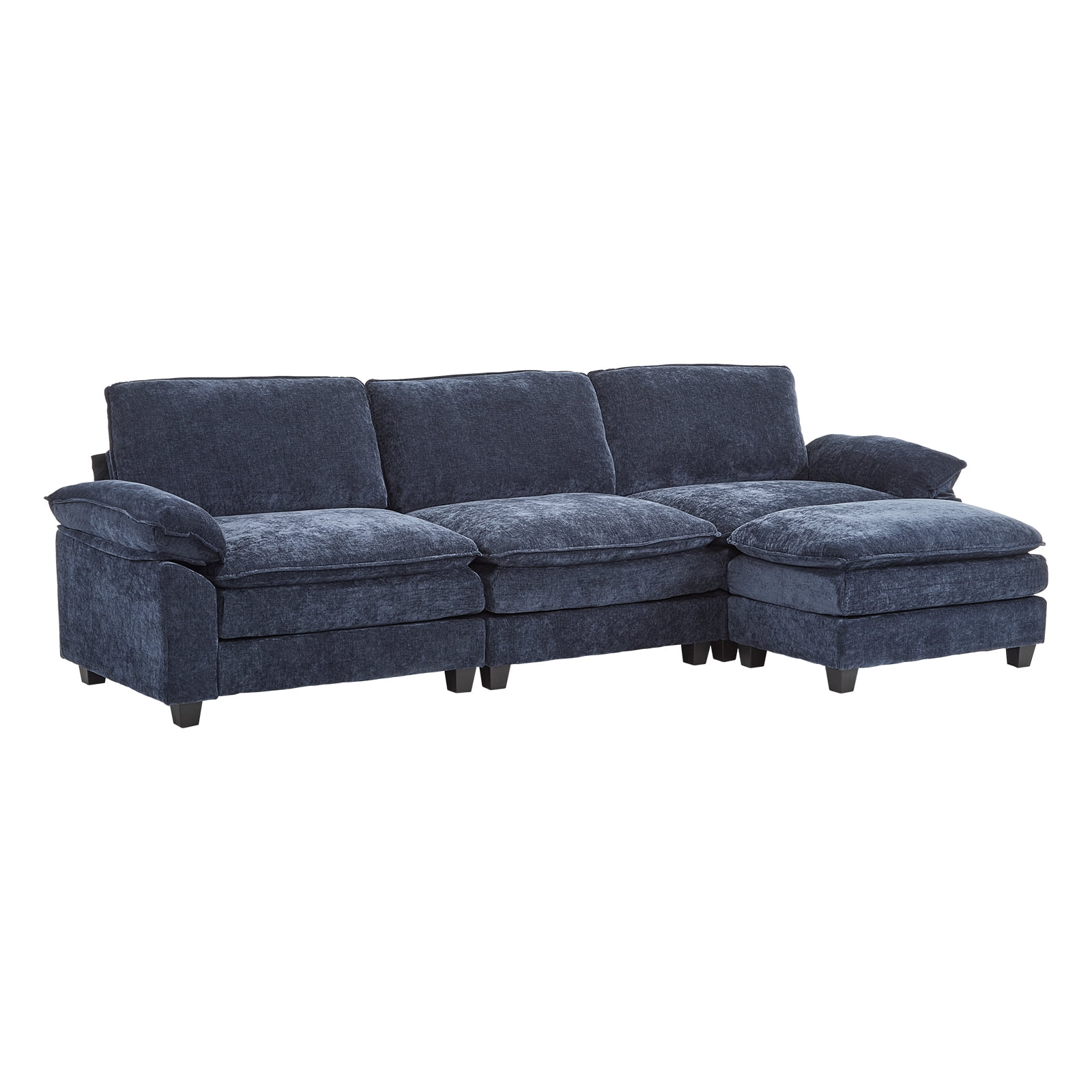 Capri 122" Oversized Sectional Couch, L Shaped Cloud Couch, Convertible Sofa Set for Living Room, Chenille, Blue