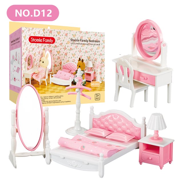 Familia de animales del bosque 1/12, muebles para casa de muñecas, dormitorio, cocina, baño, juego de simulación en miniatura, accesorios para muñecas, juguetes para niñas