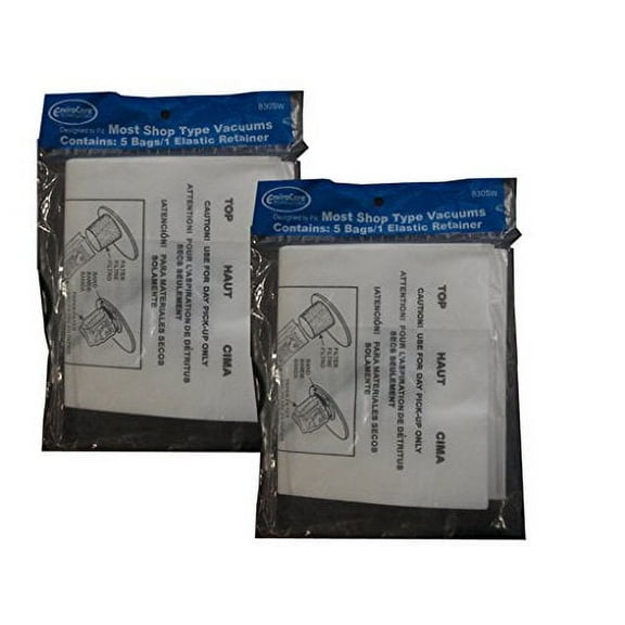 2 EnviroCare 10 ShopVac 1 Gallon Wet/Dry Shop Vac Vacuum Bags with Elastic Retainer 90101, 90107 Vacuum Cleaner Bags