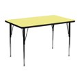 thumbnail image 1 of 30''W x 48''L Rectangular Yellow Thermal Laminate Activity Table - Standard Height Adjustable Legs, 1 of 3