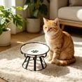 thumbnail image 4 of Elevated Ceramic Cat Bowl With Metal Stand Anti Tip Pet Food Water Bowl Cute Pattern Raised Feeding Dish For Small Medium Cats Dogs Prevent Neck Strain Indoor Pet Feeder, 4 of 6