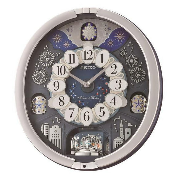 Seiko Glittering Starry Night Melodies in Motion Musical Clock, Quartz, Analog, QXM379SRH
