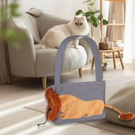 Menolana Little Pet Carrier Canvas Shoulder Bag Handbag Practical Travel Transport Bag Portable Crossbody Bag for Kitten Puppy Grey L