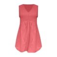 thumbnail image 4 of Endives Tank Tops For Women Linen Top V Neck Pleated Sleeveless Tops Summer Casual Shirts Pullover Tops Red, 4 of 5
