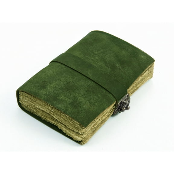 Leather Notebook, 200 Blank Deckle Edge Paper, Handmade Fancy Bound Journal For Women and Men