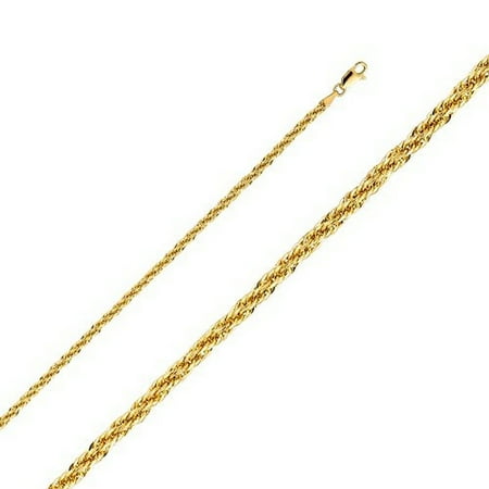 Gold Mens Robe - 14K Yellow Gold Men Women's 2.8MM Fancy Rope Chain Lobster Clasp (22)