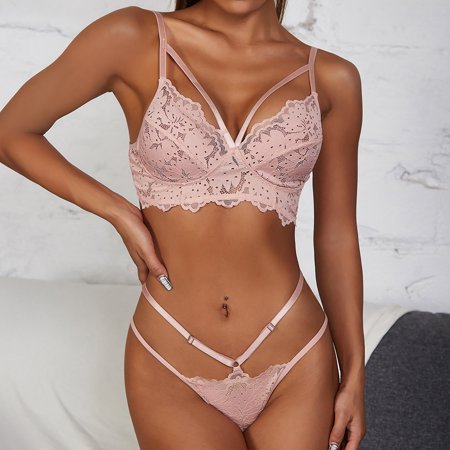 

Valentines Day Gifts! UHUYA Sexy Lingerie For Women Lingerie Sets Fashion Women Sexy Lingerie Corset Lace Sleepwear Underwear Tops+Briefs Suit Pink L