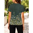 thumbnail image 4 of Women's All-Over Print Tee Shirts Short Sleeve Casual Dark Wild Daisy Meadow Graphic Crewneck Summer Tops, 4 of 6