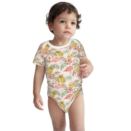 

Fotbe Tropical Flamingo Pineapple Pattern Unisex-baby Short-sleeve Bodysuit Short Sleeve Bodysuits One-piece 100% Organic Cotton for Infant Baby Boys Unisex-2 Years