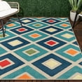 thumbnail image 5 of LR Home Elise 2' x 3' Blue Diamond Hi-Low Indoor/Outdoor Area Rug, 5 of 9