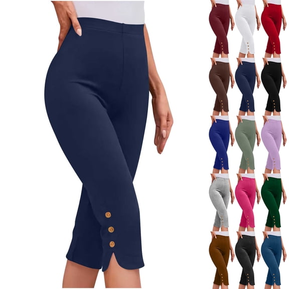 Axiiglly Capri Pants for Women High Waisted Slim Fit Soft Stretch Athletic Yoga Capri Leggings Summer Casual Lounge Capris, S-3XL