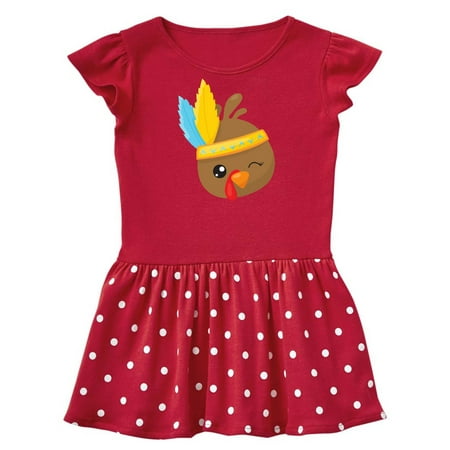 

Inktastic Thanksgiving Turkey Turkey With Head Feathers Gift Baby Girl Dress