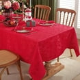 thumbnail image 4 of SASTYBALE Christmas Tablecloth Jingle Bells Holly Berry Jacquard Waterproof Wrinkle Free Damask Table Cloths, Fabric Table Cover for Xmas, Holiday, Winter, Party, 4 of 7