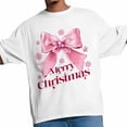 thumbnail image 3 of Camisetas informales de manga corta con lazo rosa y copos de nieve para hombre, camisetas gráficas, 3 of 8