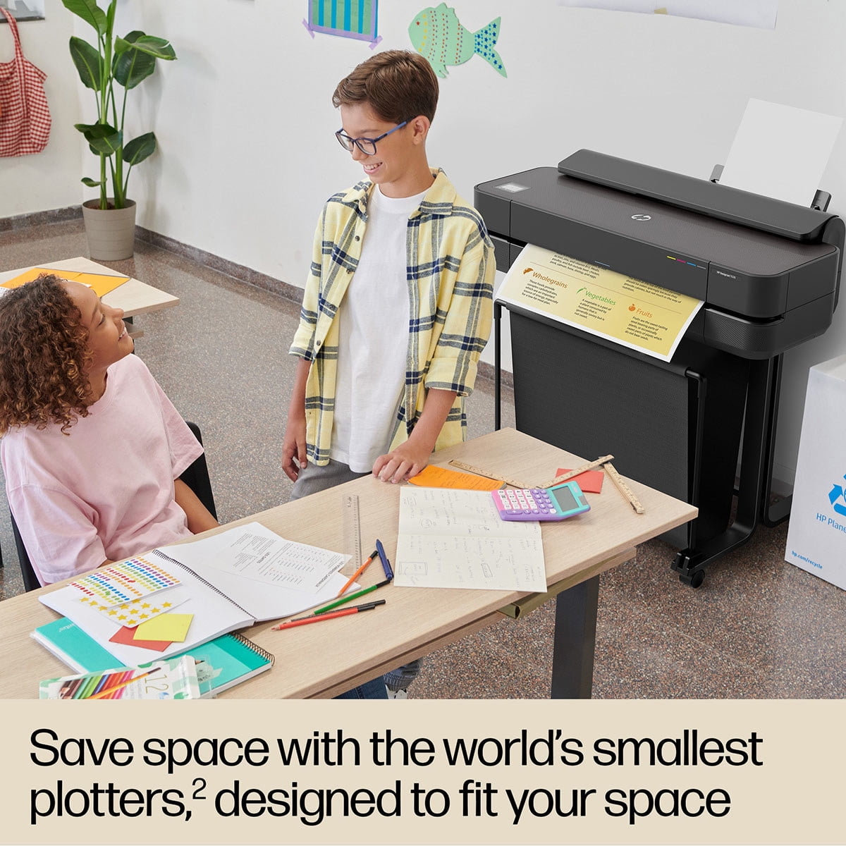 HP DesignJet T650 Large Format 24-inch Plotter Printer with Auto Sheet Feeder, Roll Cover, Media Bin & Stand. Includes 2-Year Onsite Warranty Support (5HB08T)