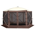 thumbnail image 3 of Pop Up Gazebo Tent, Pop-Up Screen Tent 6 Sided Canopy Sun Shelter with 6 Removable Privacy Wind Cloths & Mesh Windows, 11.5x11.5FT Quick Set Screen Tent with Mosquito Netting, Brown, 3 of 6