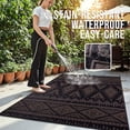 thumbnail image 3 of Outdoor Rug Waterproof 8x10 ft, Reversible Outdoor Plastic Straw Rug, Boho Patio Rug, Indoor Outdoor Carpet, RV Mat Outside for Patio, Camp, Picnic, Balcony, Deck, Backyard,Black & Brown, 3 of 12