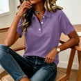 thumbnail image 5 of Garbnen Polo Shirt Women Raglan Collared Henley Short Sleeve Shirts for Women Solid Color Casual Dressy Work Golf Shirts Women Purple L, 5 of 7
