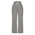thumbnail image 5 of Inleife Ladies' Casual Pants Wide Leg Drawstring Color Blocked Pocket Pants Long Pants for Women, 5 of 5