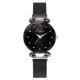 thumbnail image 1 of Reloj de pulsera de cuarzo con correa de malla de aleación y hebilla magnética para mujer a la moda (negro), 1 of 3
