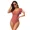 pink, variant on Alove Women Solid Tummy Control One Piece Swimsuits Ruched Bathing Suits Strappy Monokini Boat Neck