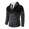 thumbnail image 3 of Generic Men's Cardigan Sweaters Fleece Thicken Warm Cardigan Top Knit Stand Collar Zipper Outerwear Trendy Color Block Jacket, 3 of 4