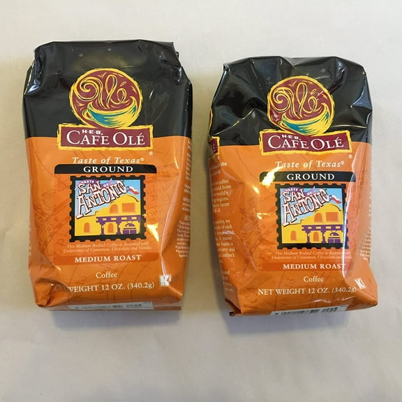 HEB Cafe Ole Ground Coffee, Taste of San Antonio, Medium Roast, 12 oz. Bags (Pack of 2)
