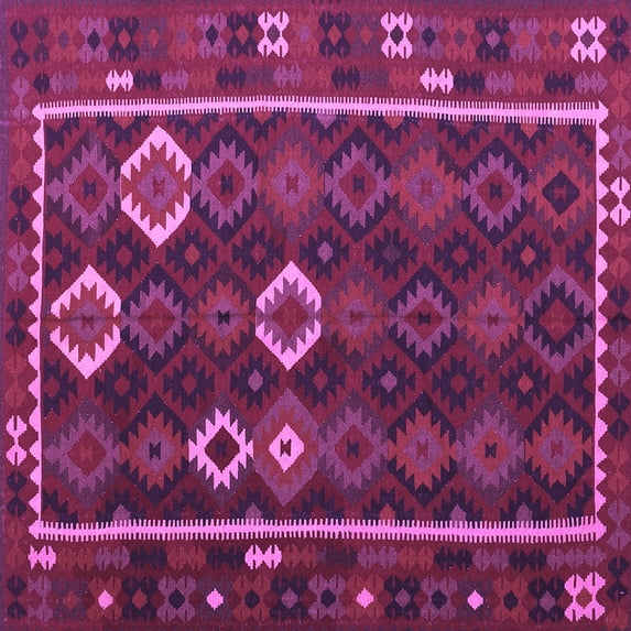 Ahgly Company Indoor Square Oriental Purple Traditional Area Rugs, 4' Square