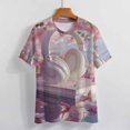 thumbnail image 3 of Butterfly Dancing Womens Tops Women's Fashion Casual Short Sleeve Flower Print Round Neck Pullover Top Blouse, 3 of 6