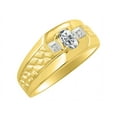 thumbnail image 4 of RYLOS Men's Rings 14K Yellow Gold Classic Nugget 6X4MM Oval Gemstone & Diamond Ring White Topaz April Birthstone Rings Size 9, 4 of 7