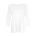 thumbnail image 4 of Susanny Casual Tops for Women Trendy Floral Elbow 3/4 Length Sleeve Oversized T Shirts Women Half Sleeve V Neck Womens Dress Shirts Work Blouses Women White 2XL, 4 of 8