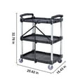 thumbnail image 2 of KFFKFF Foldable Utility Service Cart with Swivel Lockable Wheels 165lbs 3 Shelf, 2 of 9