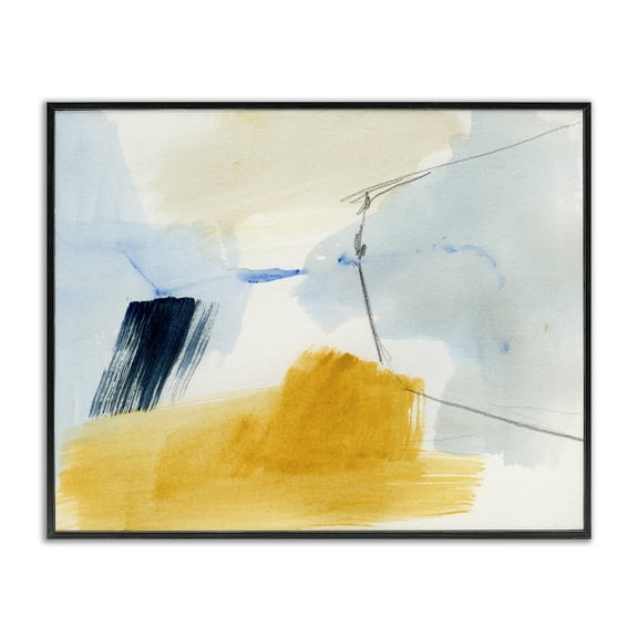 Stupell Industries Abstract Paint Yellow Accent Abstract Painting Black Framed Art Print Wall Art, 14 x 11