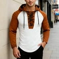 thumbnail image 2 of Fall Hooded Sweatshirt for Men with Color Block Design and Long Sleeve Streetwear Athletic Top, 2 of 5