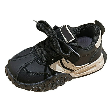 ZHAGHMIN Kids  Walking Sports Shoes Girls  Fashionable Dad Sneakers Trendy Running Shoes with Lace-Up Hook Loop Girls Fall Shoes Black Size29