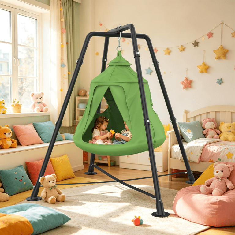 Yacona X-Shaped Swing Set, Sensory Swing with Stand, 330lbs Swing