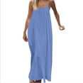 thumbnail image 5 of Backless Cami Dresses for Women Housedress Casual Flowy Maxi Dress Sleeveless Solid Open Back Sundress Big and Tall Size S-5XL Light Blue, 5 of 9