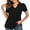 Black, variant on Women's Summer Floral Tunic Tops Short Sleeve V Neck Casual Pleated Blouse