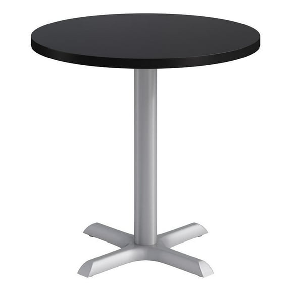 KFI Studios 30in Round Dining Table - 29in H - Black Top - Silver Base