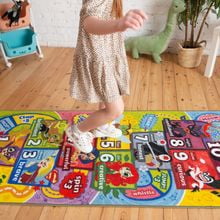 KC Cubs | DC Super Hero Girls Hopscotch Number Counting Activity Educational Learning & Fun Game Play Area Non-Slip Rug Carpet for Kids and Children Bedrooms, Classroom and Playroom