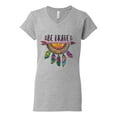 thumbnail image 3 of Colorful Neon Be Brave Dreamcatcher | Dean Russo Art Pop Culture Women's Standard V-Neck Tee, Heather Grey, Small, 3 of 6