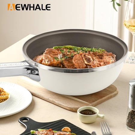 Hot Pot Electric, 5L Multifunctional Electric Pot for Cooking, 1600W Non-Stick Frying Pans for Steak, Egg, Ramen, Soup with Temperature Adjustment, Stainless