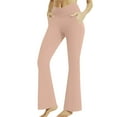 thumbnail image 4 of Women's Yoga Pants Wide Leg Pants Woman Casual Elastic Waist Flare Pants Solid Going Out Comfy Jogging Sports Gym Workout Pants,Pink Women's Yoga Pants S, 4 of 9